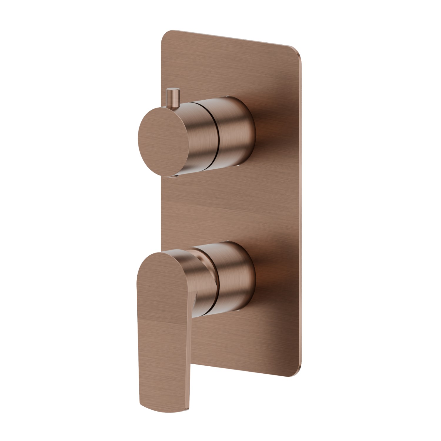 Miscelatore monocomando ad incasso con deviatore meccanico a 2 uscite. Parte esterna. Ingressi ed uscite da 1/2” - finitura PVD Brushed Copper Bronze