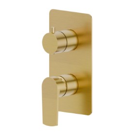 Single lever concealed mixer with 2 ways out mechanical diverter, 1/2” connections. External part - finish PVD Brushed Gold