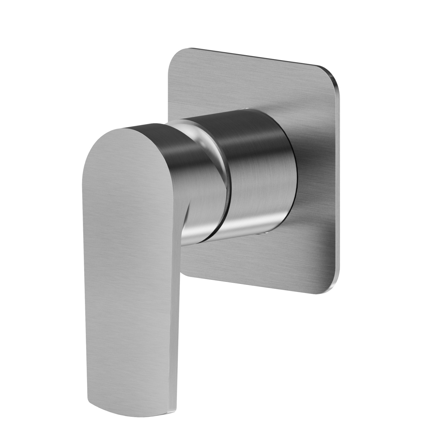 Mitigeur mécanique à encastrer, à utiliser avec un inverseur 3 sorties sans arrêts. Façade murale - finition PVD Brushed steel