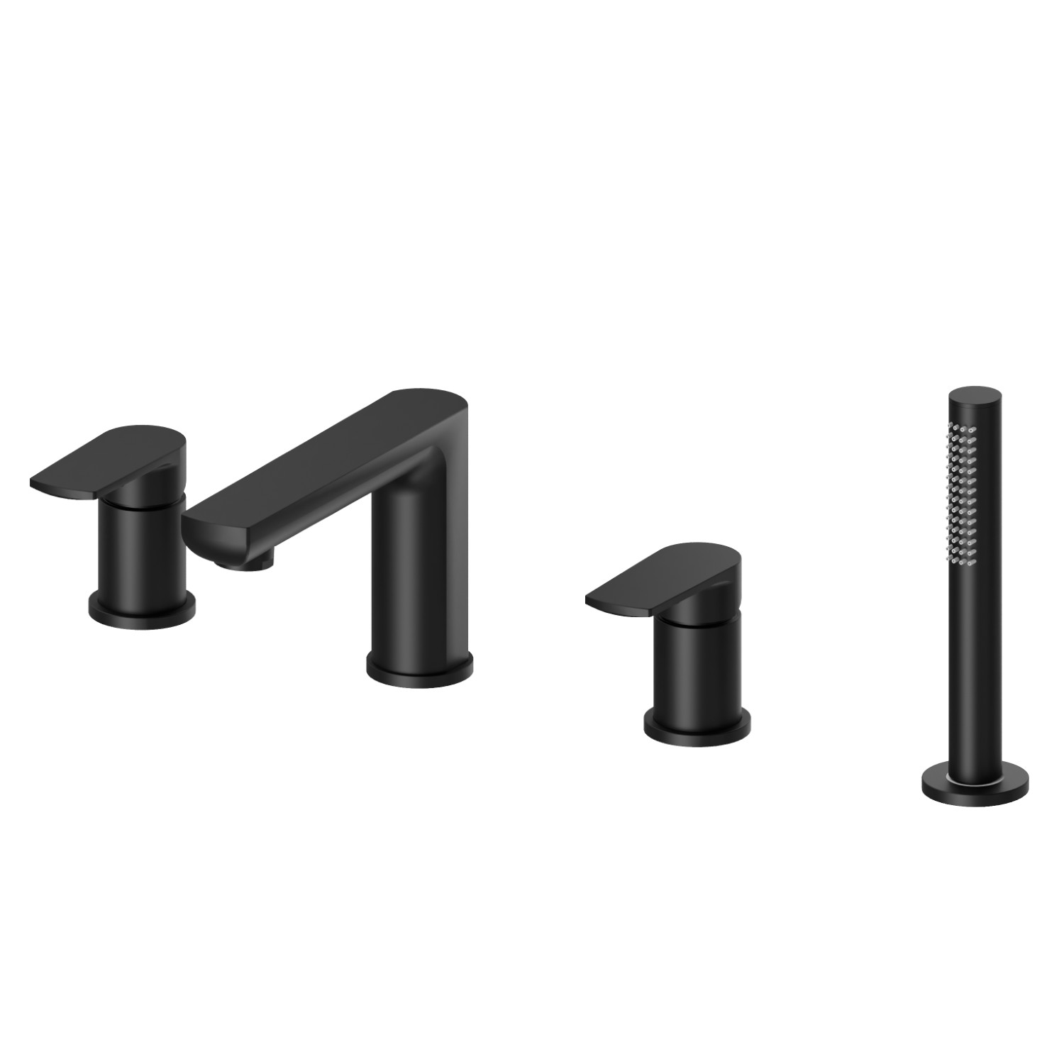 4-hole complete set of deck-mounted mixer - finish Matt Black