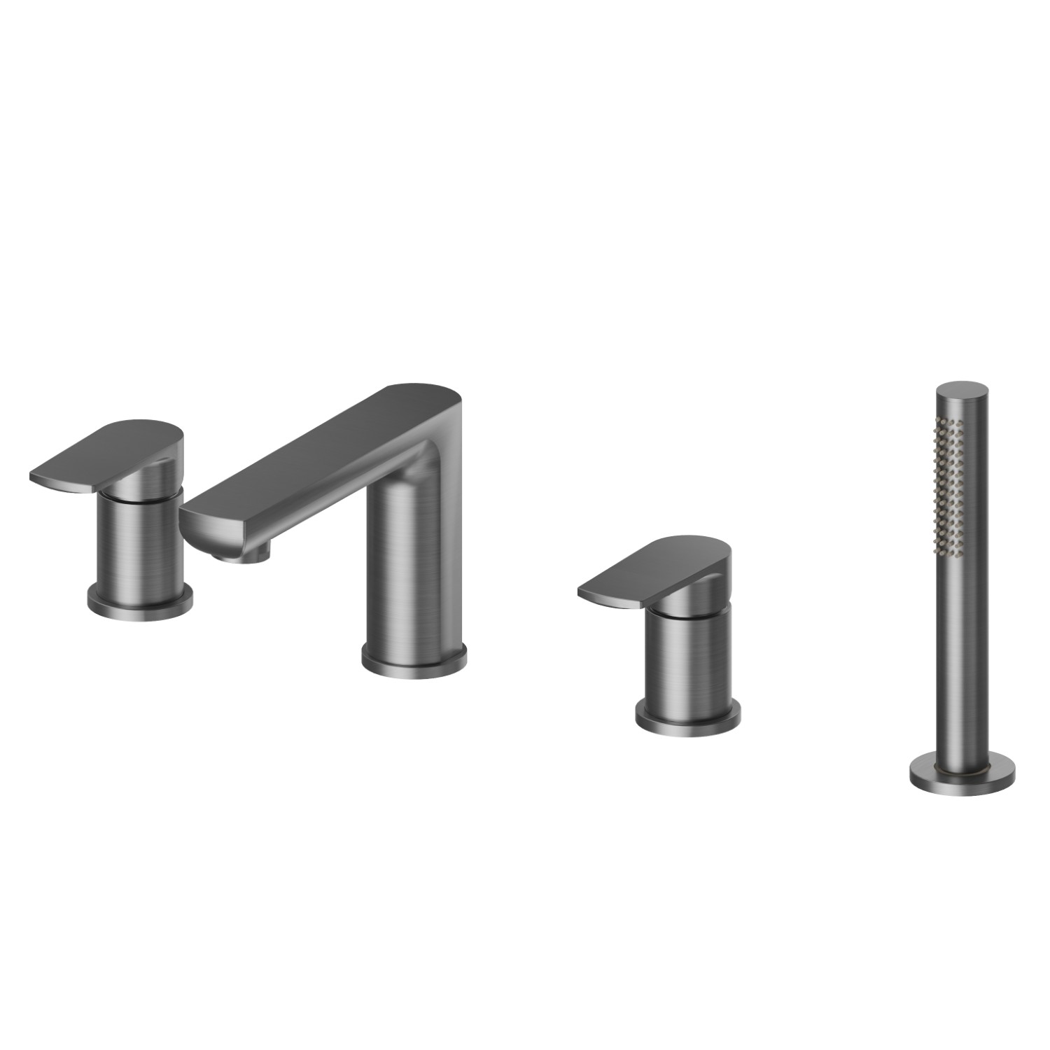 4-hole complete set of deck-mounted mixer - finish PVD Brushed Gun Metal