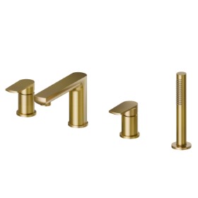 4-hole complete set of deck-mounted mixer - finish PVD Brushed Gold