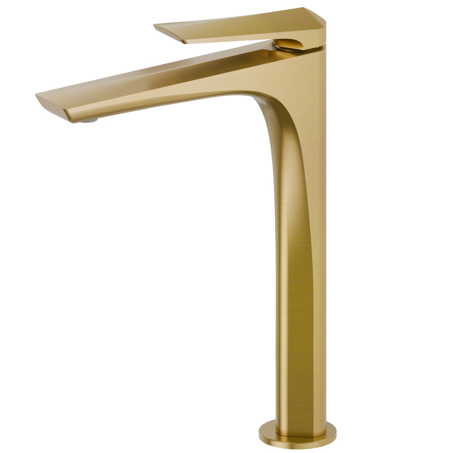 Single lever basin mixer, high version, for above counter basin - finish PVD Brushed Gold