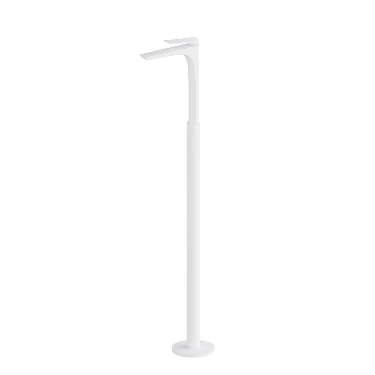 Single lever basin mixer with floor pillar union - finish Matt White