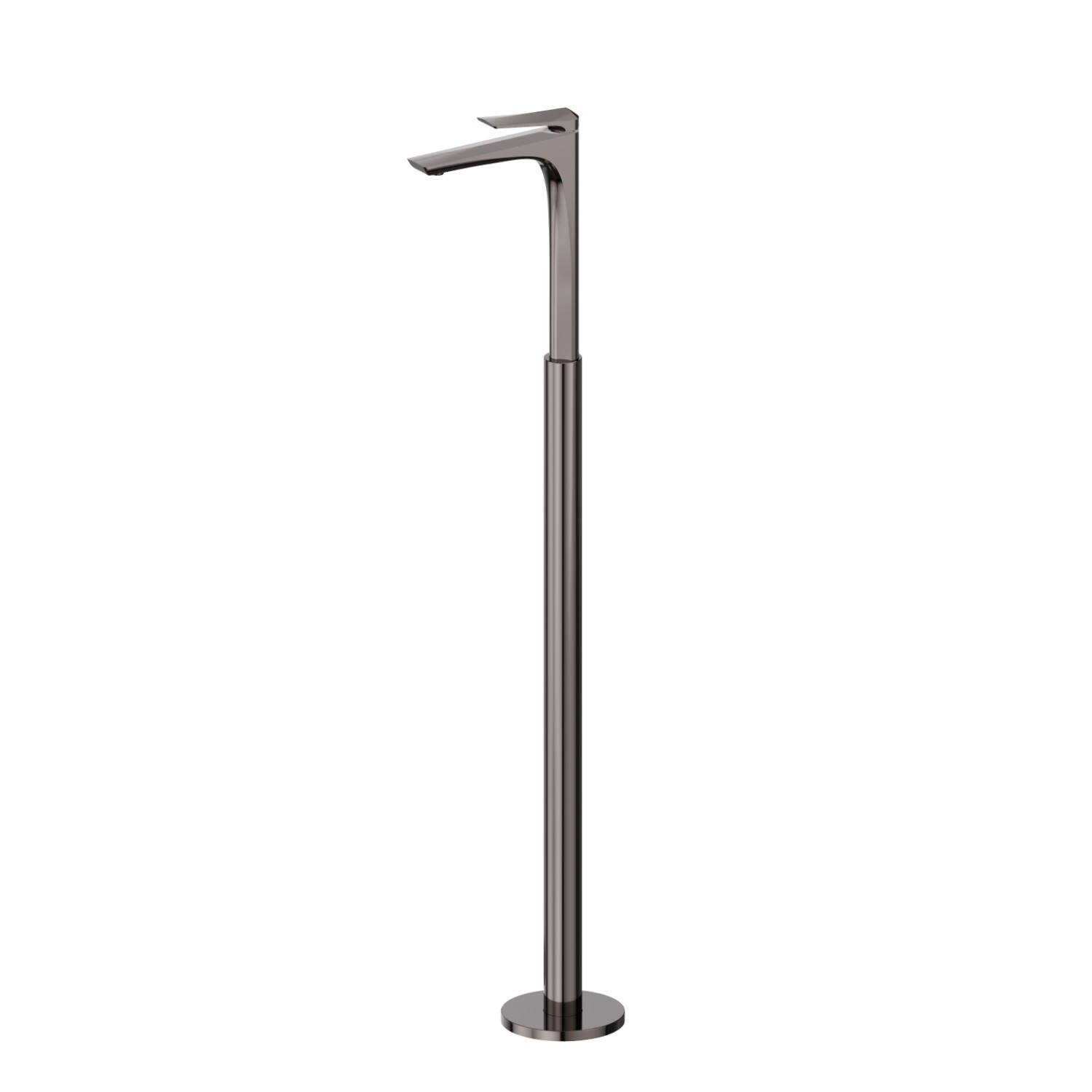 Single lever basin mixer with floor pillar union - finish PVD Gun Metal