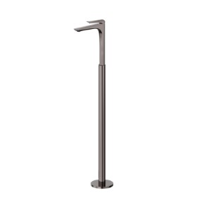Single lever basin mixer with floor pillar union - finish PVD Gun Metal