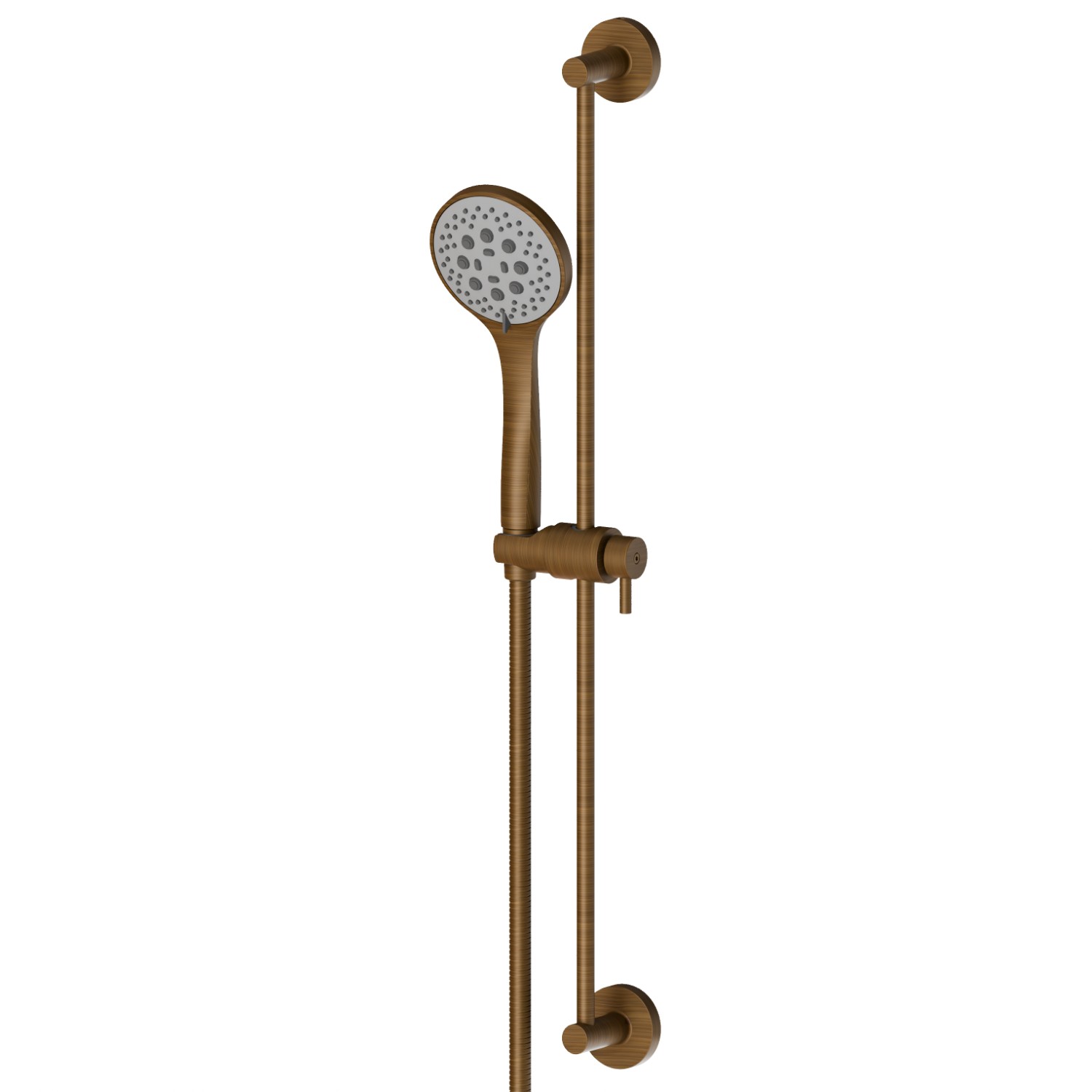 Duschstange komplett mit 3-Strahl-Handbrause aus ABS und flexiblem Schlauch L=150 cm - oberfläche Groove Bronze