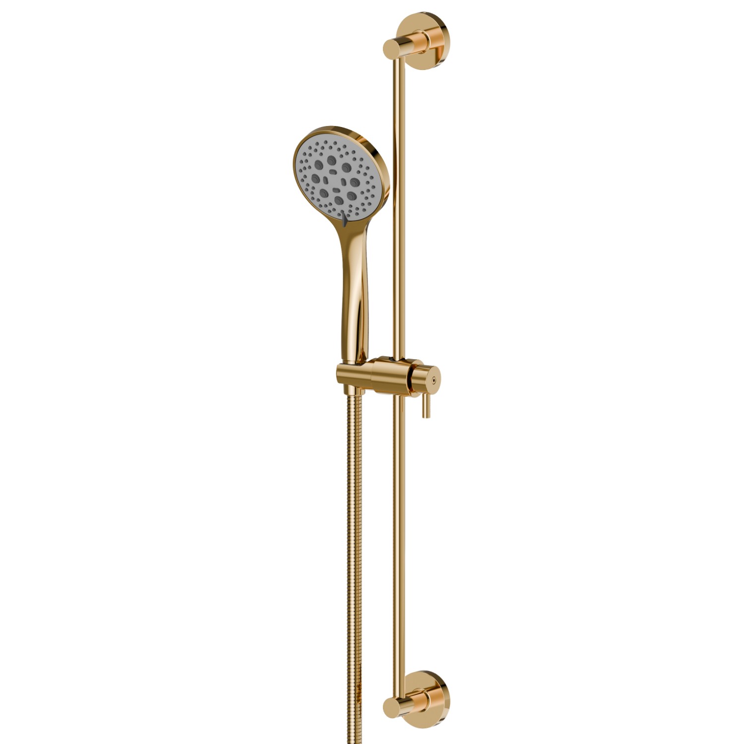Barre coulissante composé d’une douchette en ABS à 3 jets et d’un flexible L=150 cm - finition PVD Glossy Gold