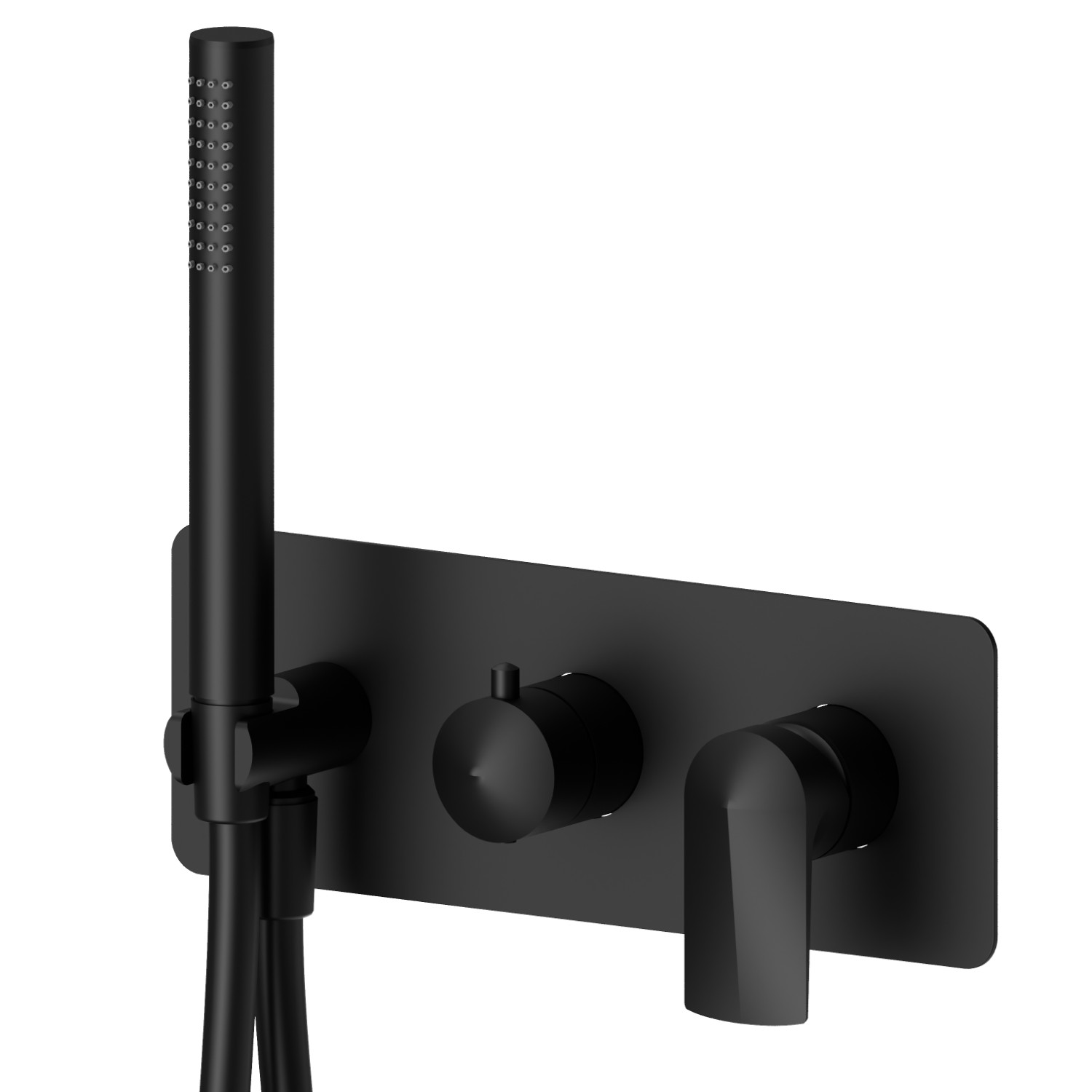 Complete concealed shower group, with shower set and 2 ways out diverter - finish Matt Black
