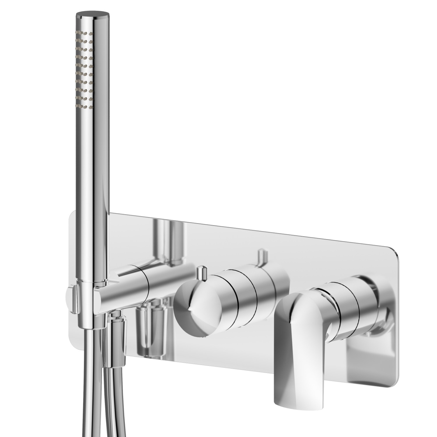 Complete concealed shower group, with shower set and 2 ways out diverter - finish Chrome