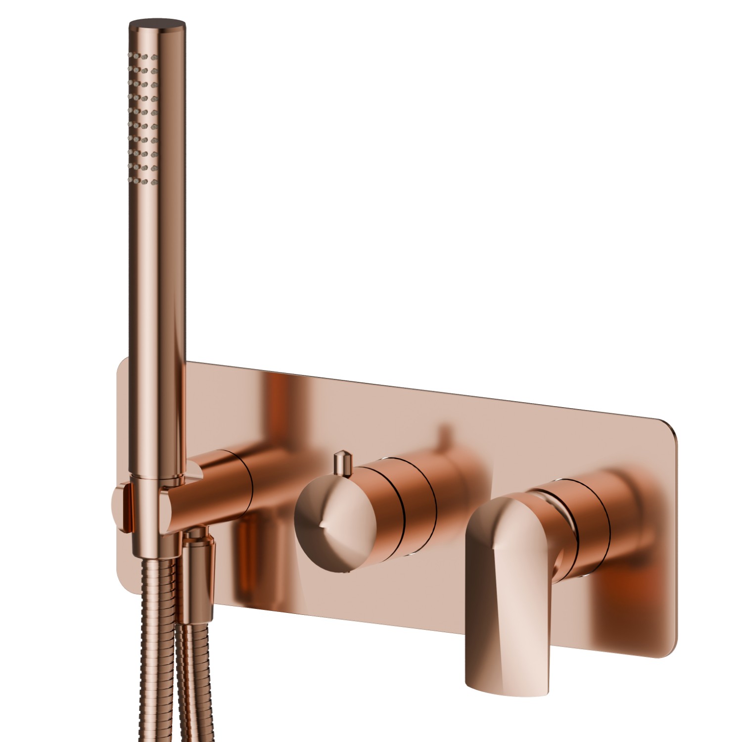 Mitigeur mural 2 sorties avec douchette et inverseur - finition PVD Copper Bronze