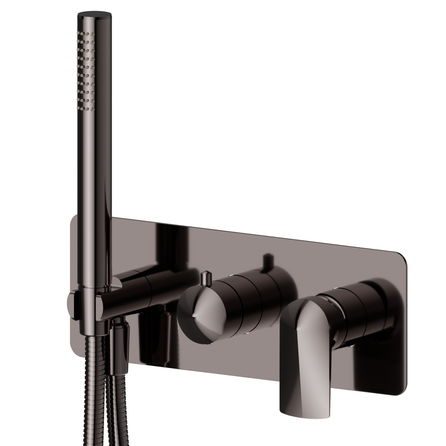 Complete concealed shower group, with shower set and 2 ways out diverter - finish PVD Gun Metal