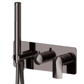 Complete concealed shower group, with shower set and 2 ways out diverter - finish PVD Gun Metal
