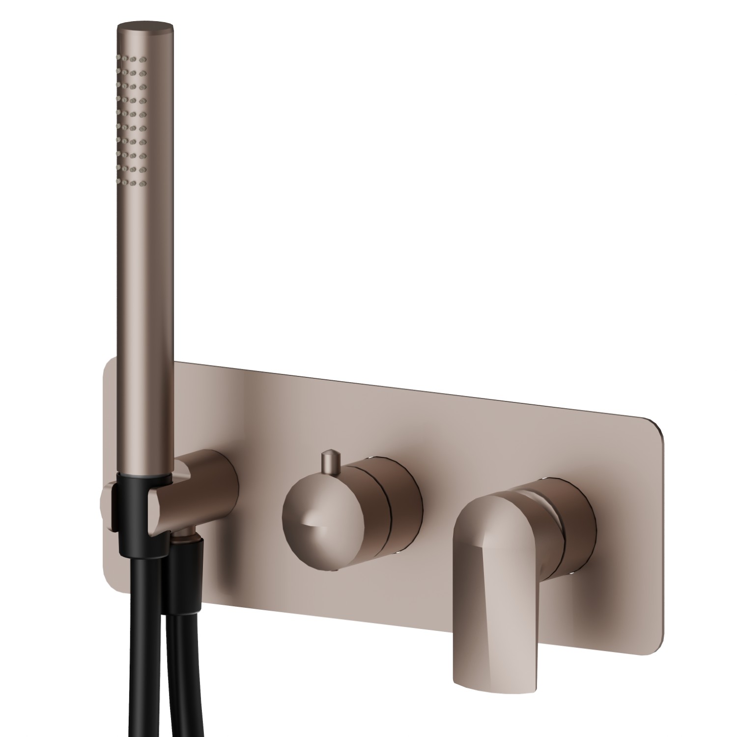 Mitigeur mural 2 sorties avec douchette et inverseur - finition Copper Glossy