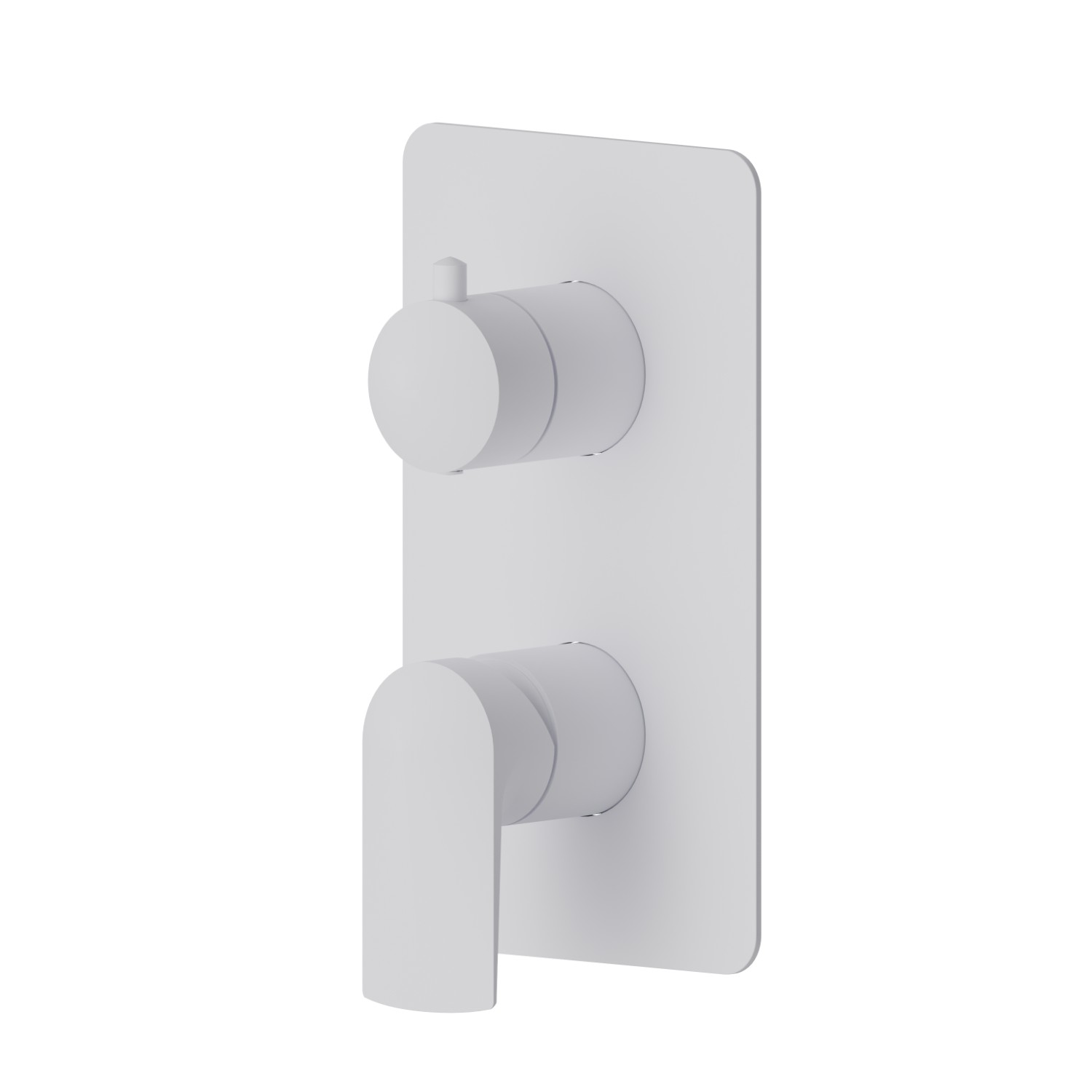 Mitigeur encastré 2 sorties avec inverseur mécanique (entrées et sorties de 1/2”). Façade murale - finition Matt White