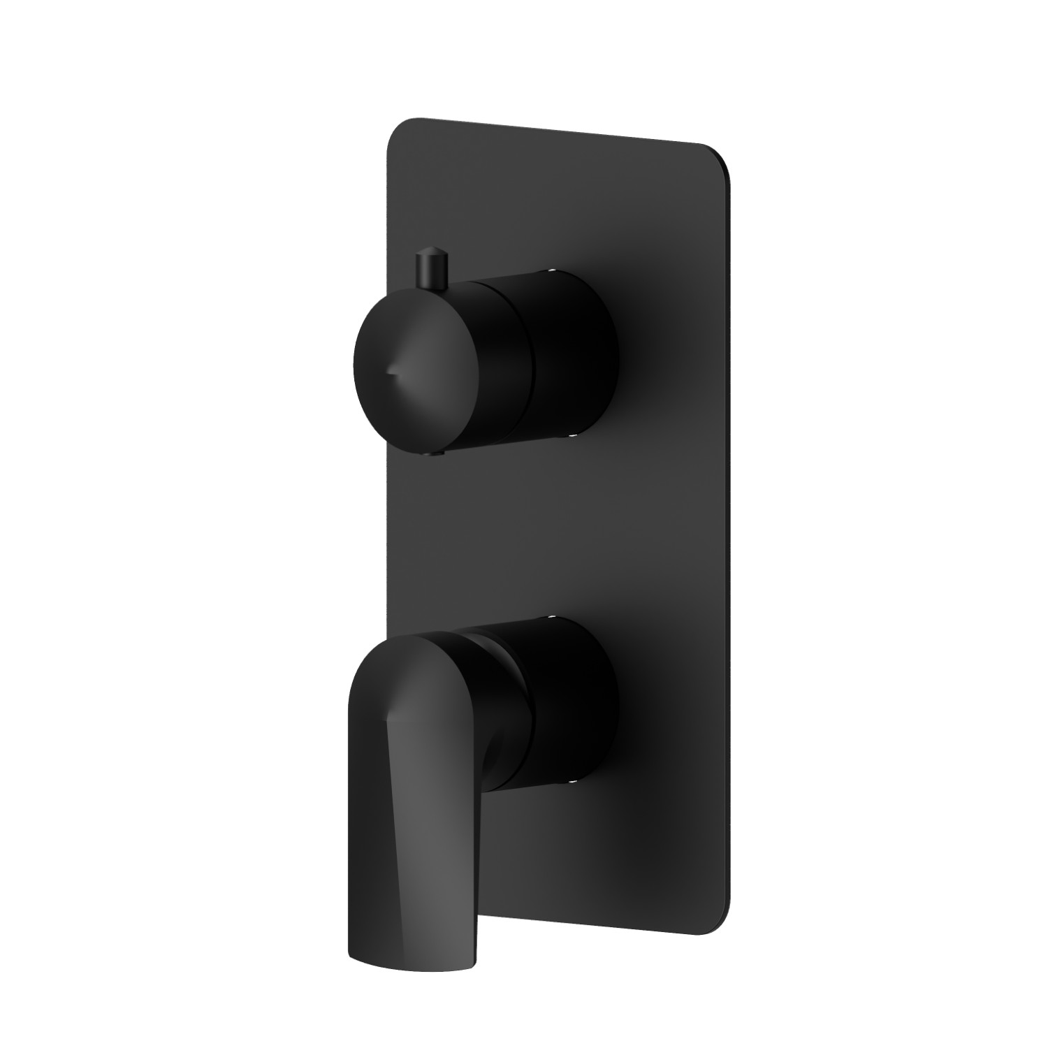Miscelatore monocomando ad incasso con deviatore meccanico a 2 uscite, ingressi ed uscite da 1/2”. Parte esterna.  - finitura Nero opaco