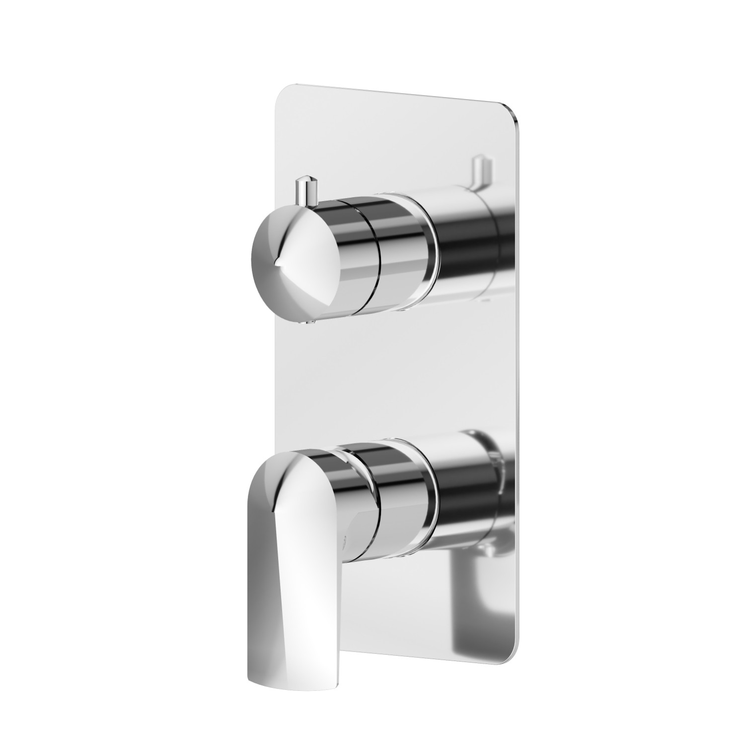 Miscelatore monocomando ad incasso con deviatore meccanico a 2 uscite, ingressi ed uscite da 1/2”. Parte esterna.  - finitura Cromo