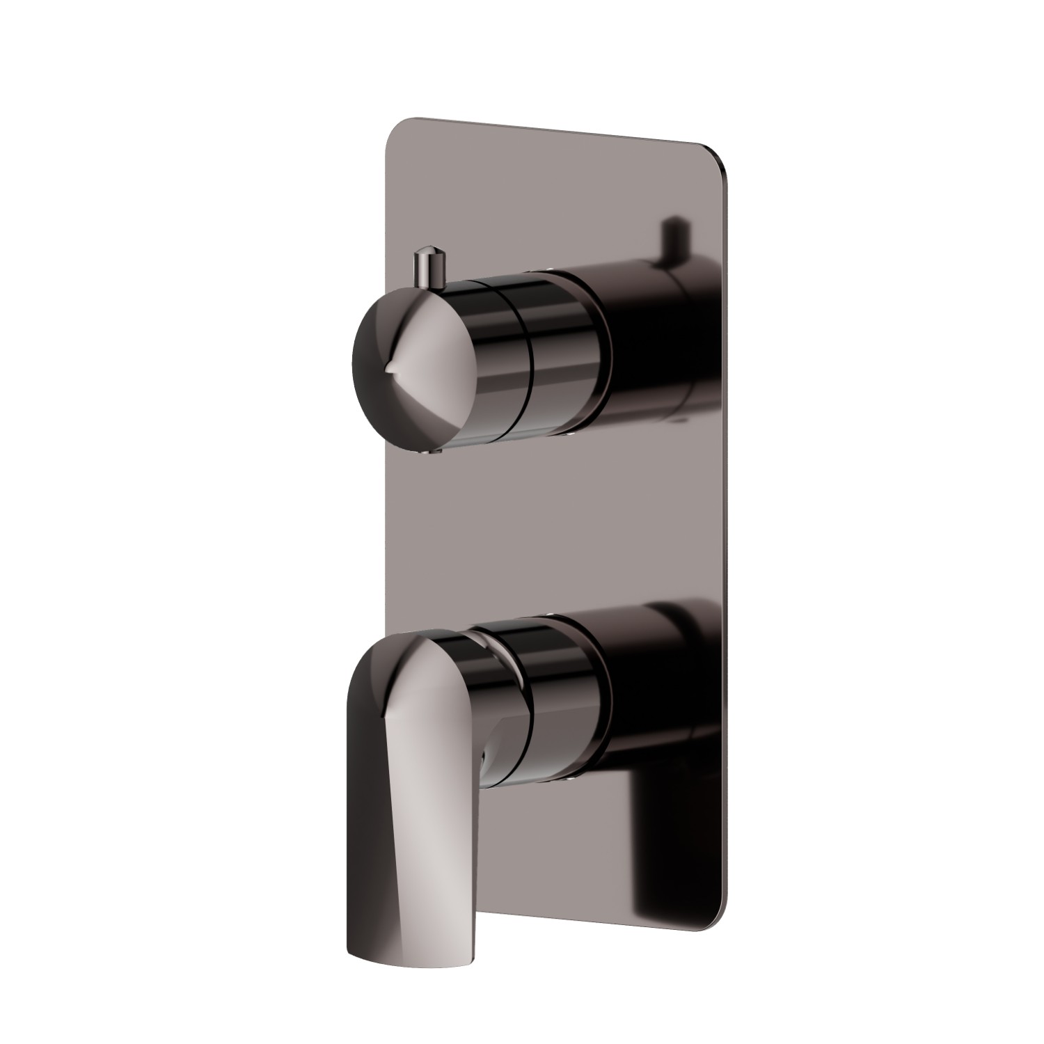 Single lever concealed mixer with 2 ways out mechanic diverter, 1/2” connections. External part - finish PVD Gun Metal