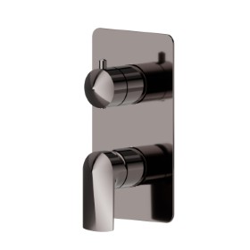 Single lever concealed mixer with 2 ways out mechanic diverter, 1/2” connections. External part - finish PVD Gun Metal