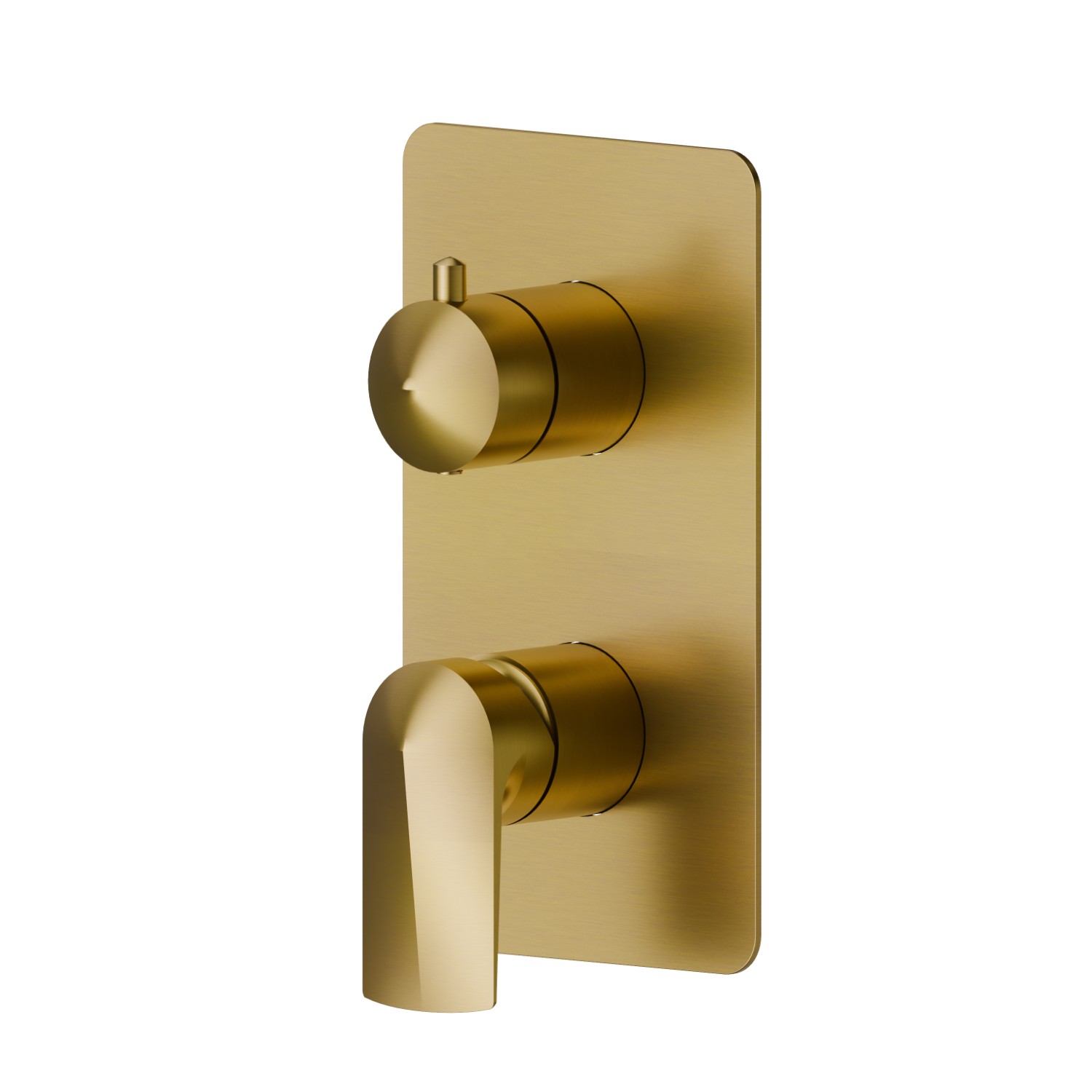 Miscelatore monocomando ad incasso con deviatore meccanico a 2 uscite, ingressi ed uscite da 1/2”. Parte esterna.  - finitura PVD Brushed Gold