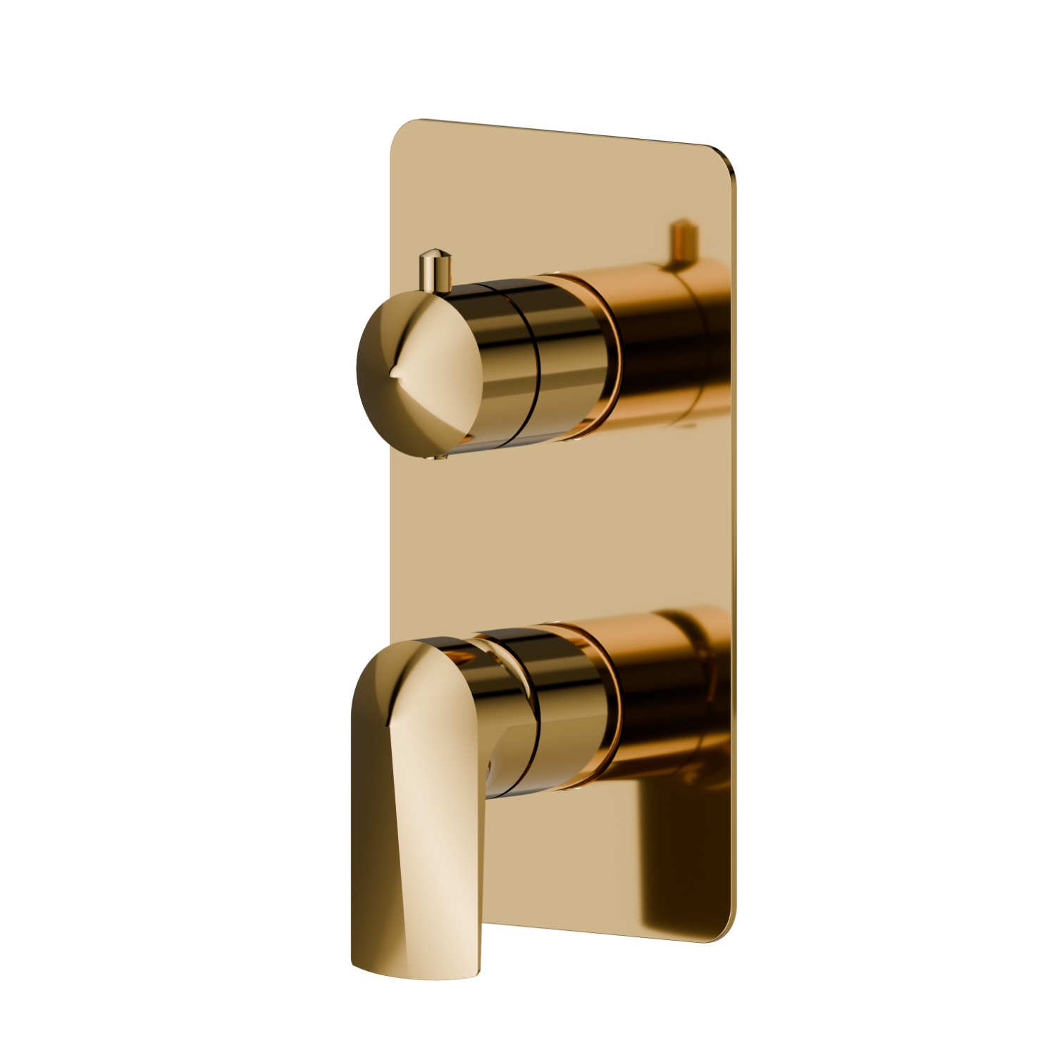 Miscelatore monocomando ad incasso con deviatore meccanico a 2 uscite, ingressi ed uscite da 1/2”. Parte esterna.  - finitura PVD Glossy Gold