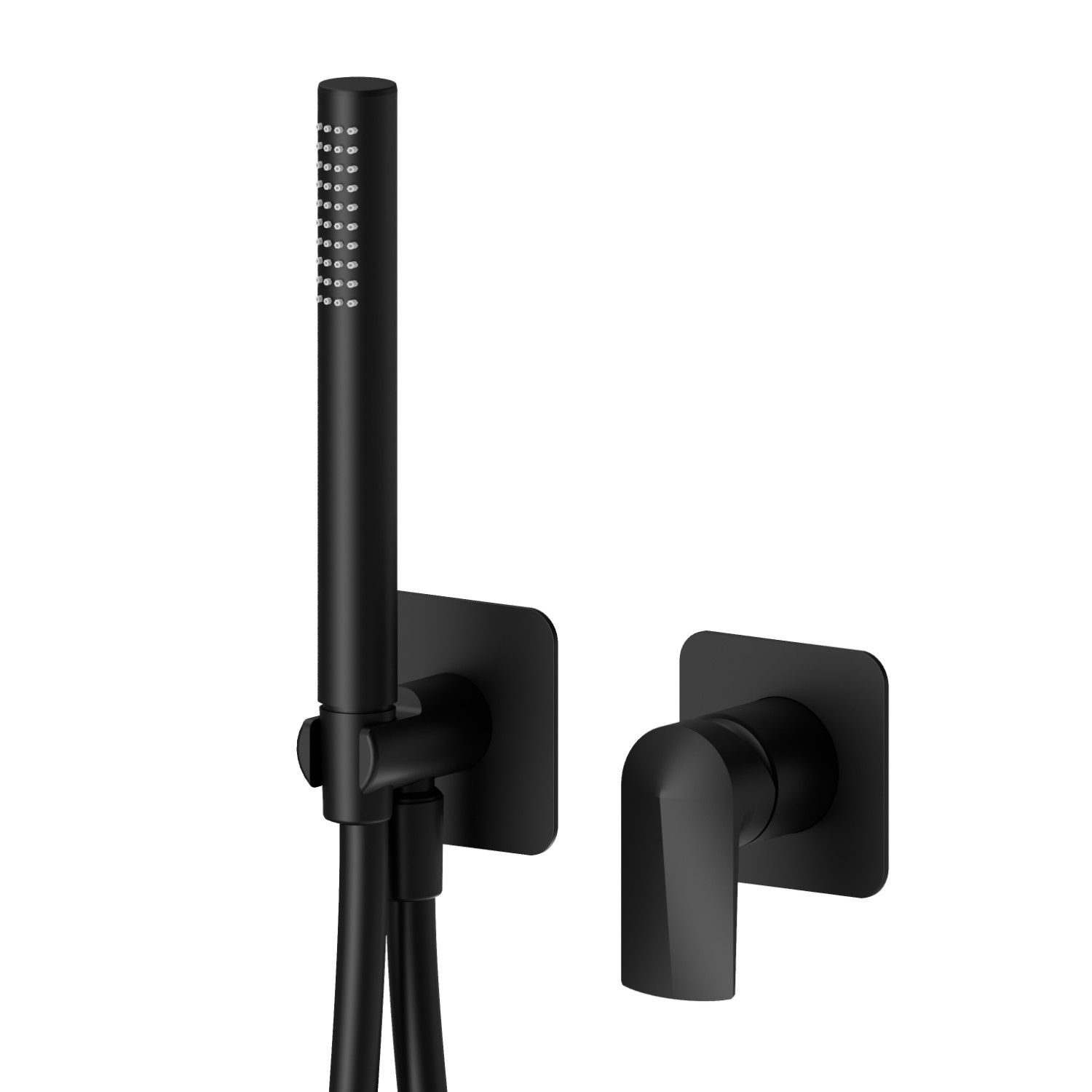 Complete concealed shower group, with shower set and mixer - finish Matt Black