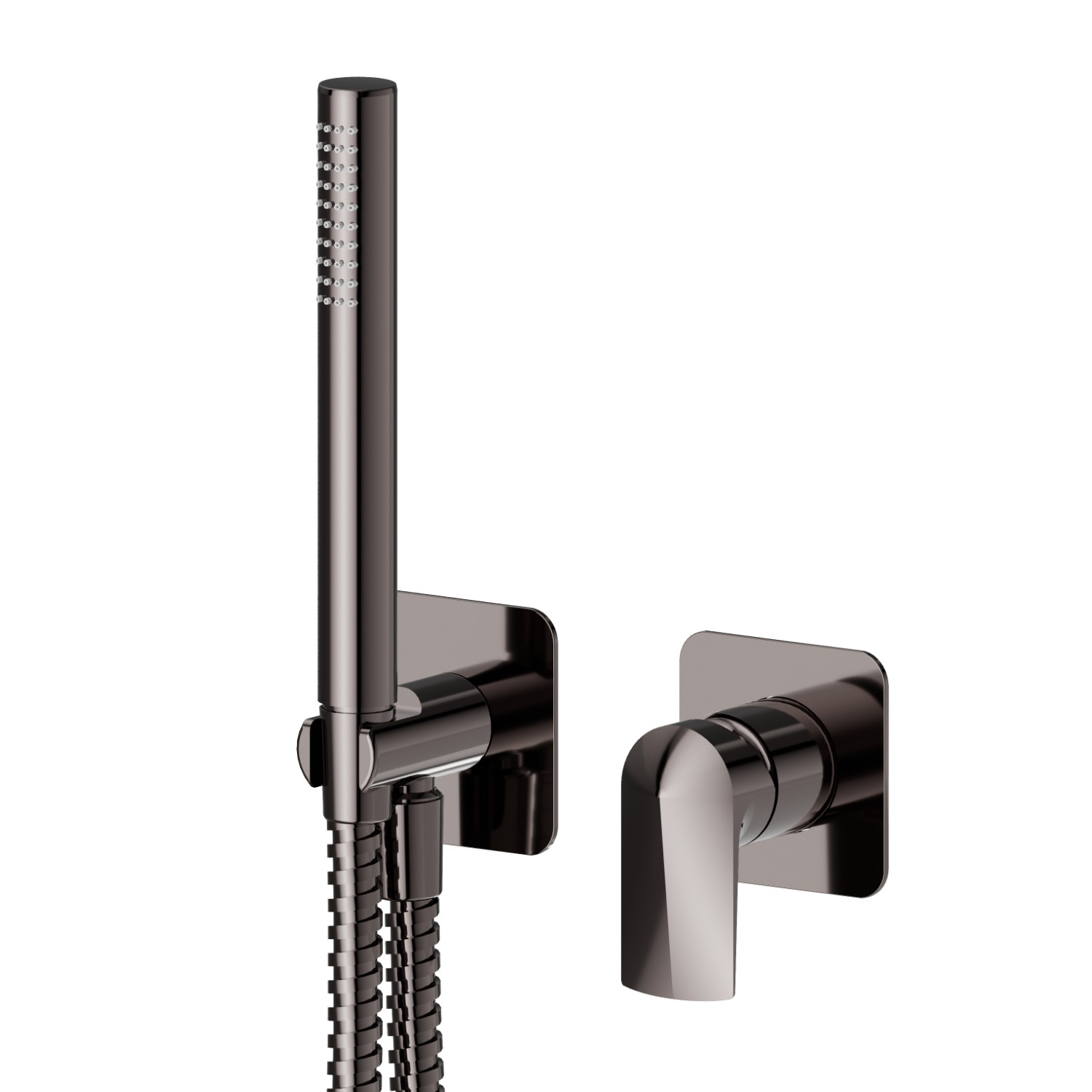 Complete concealed shower group, with shower set and mixer - finish PVD Gun Metal