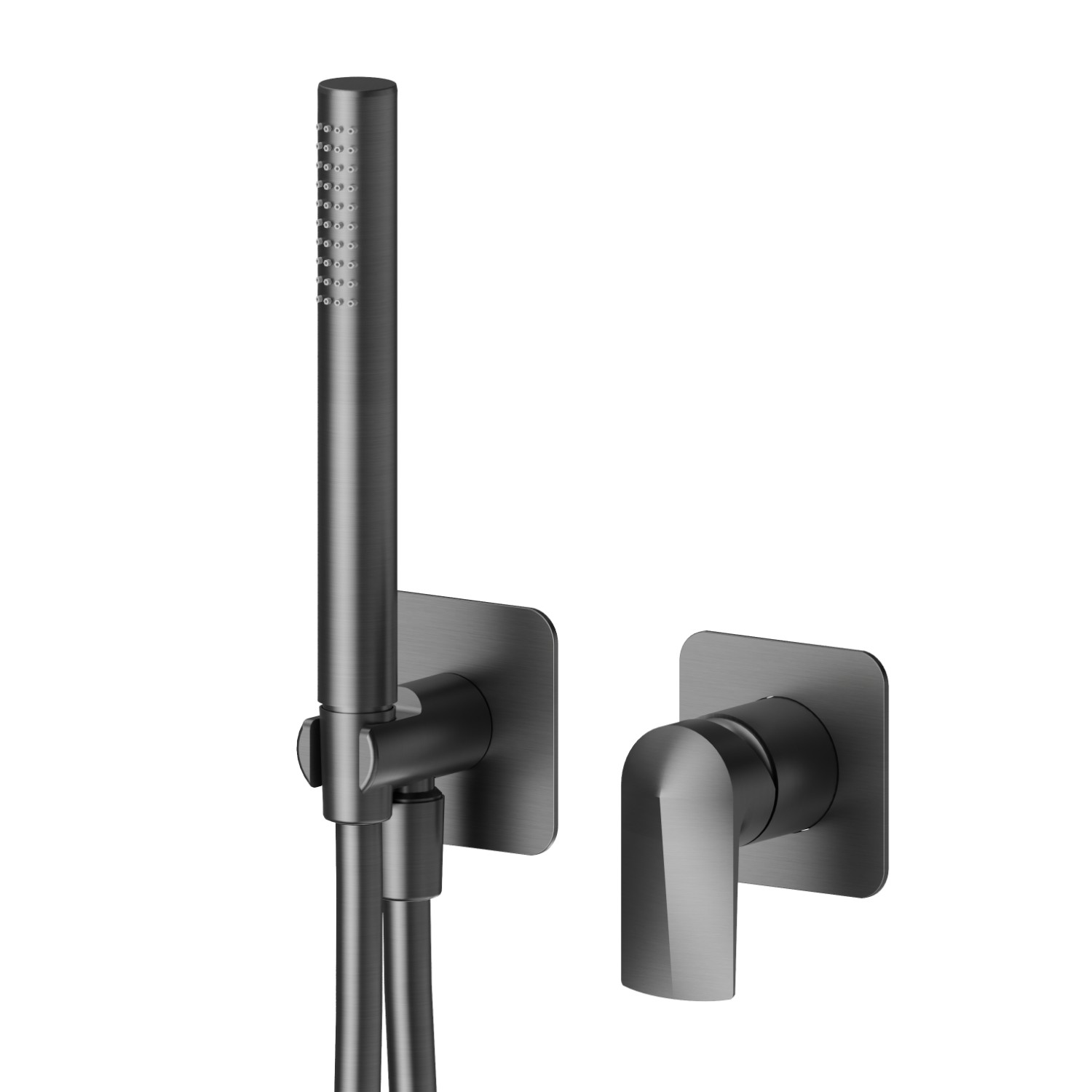 Einbau-duscheinheit komplett mit handbrause und mischbatterie - oberfläche PVD  Gun Metal gebürstet
