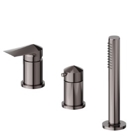 3-hole complete set of deck-mounted mixer - finish PVD Gun Metal