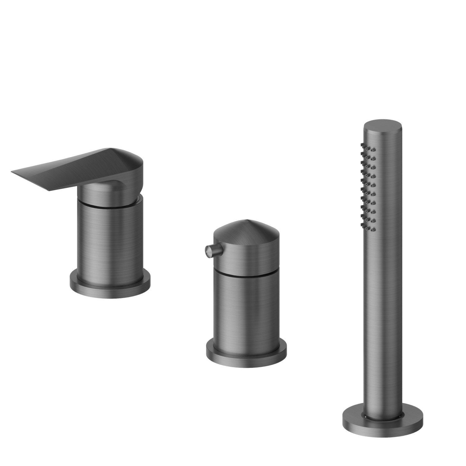 3-hole complete set of deck-mounted mixer - finish PVD Brushed Gun Metal
