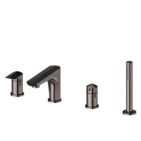 4-hole complete set of deck-mounted mixer - finish PVD Gun Metal