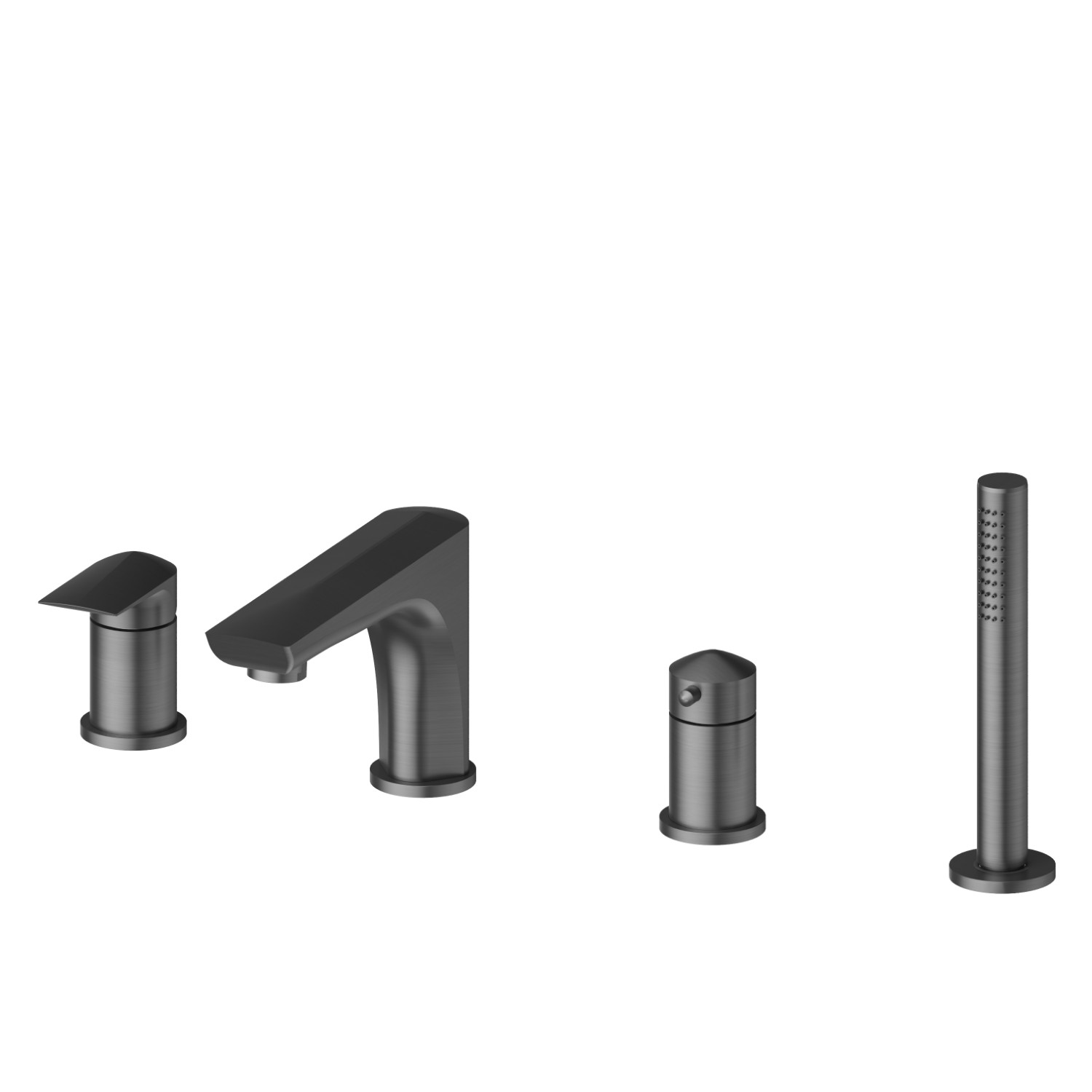 Gruppo bordo vasca 4 fori - finitura PVD Brushed Gun Metal