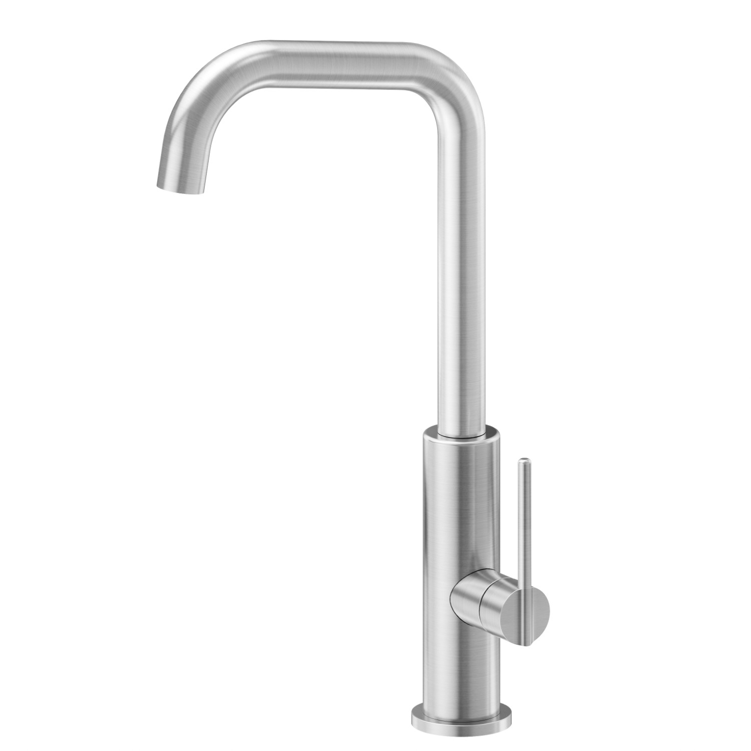 Single-lever sink mixer with squared swivel spout - finish PVD Brushed steel