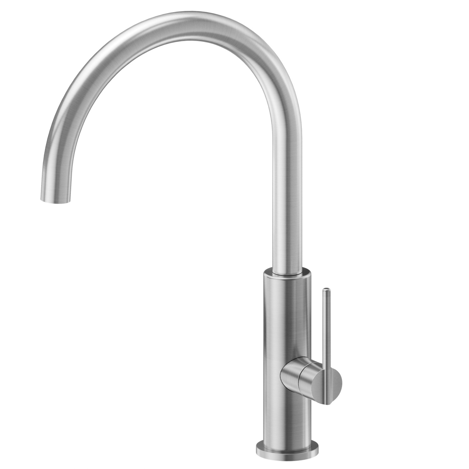 Miscelatore monocomando per lavello con bocca tonda girevole. Flessibili di alimentazione F3/8” - finitura Cromo Spazzolato