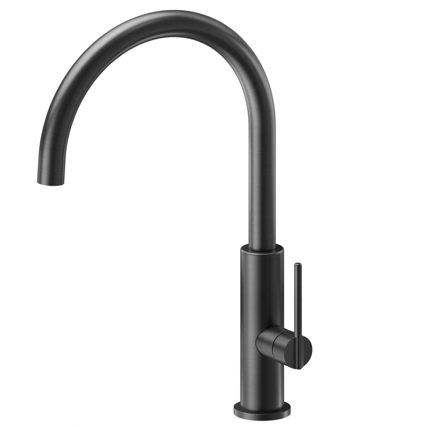 Single-lever sink mixer with round swivel spout - finish PVD Brushed Gun Metal
