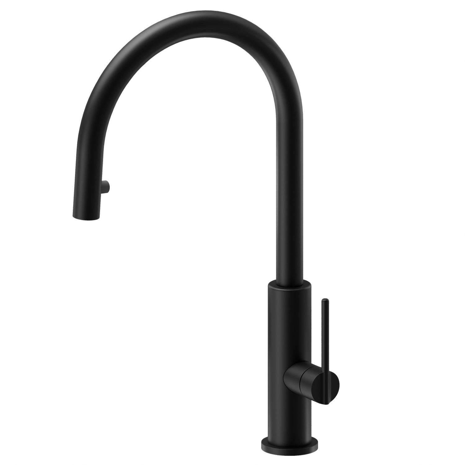 Mitigeur monocommande évier avec bec rond pivotant et douchette extractible - finition Matt Black