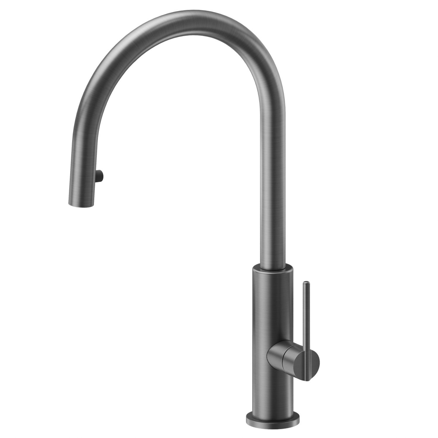 Single-lever sink mixer with round swivel spout and pull-out hand shower - finish PVD Brushed Gun Metal