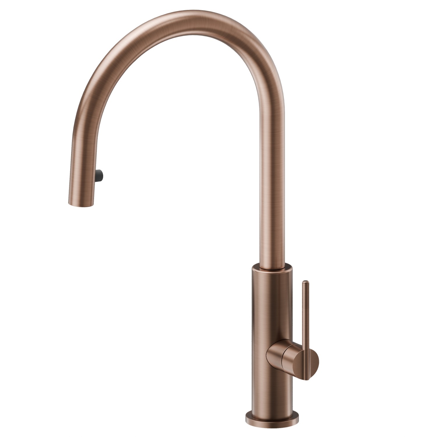 Single-lever sink mixer with round swivel spout and pull-out hand shower - finish PVD Brushed Copper Bronze