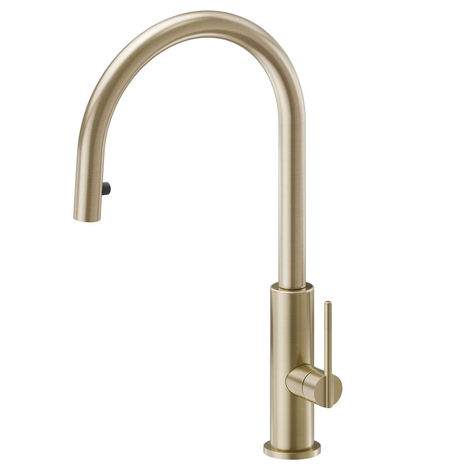 Single-lever sink mixer with round swivel spout and pull-out hand shower - finish PVD Brushed Pale Gold