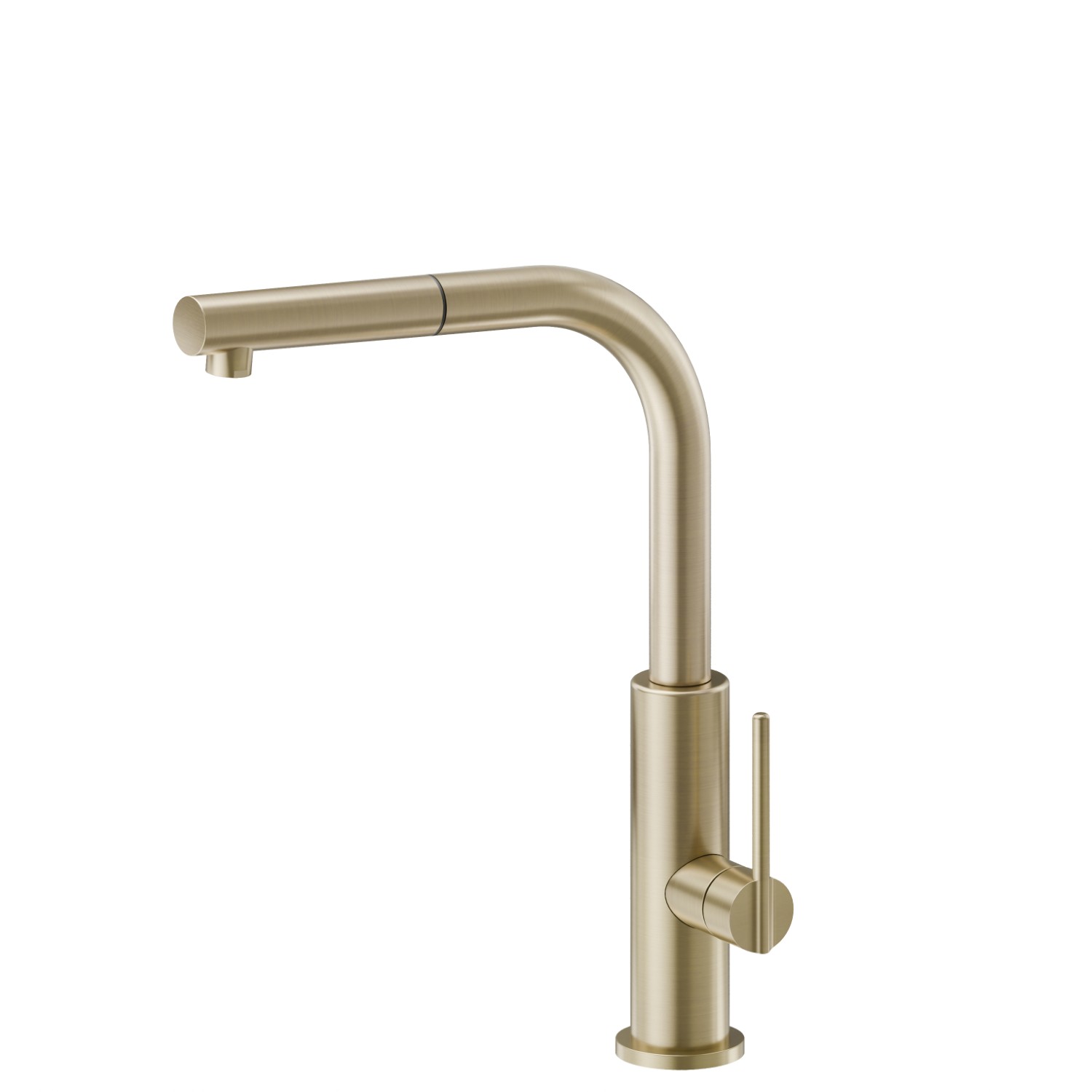 Miscelatore monocomando per lavello con bocca “L” girevole e doccetta estraibile - finitura PVD Brushed Pale Gold
