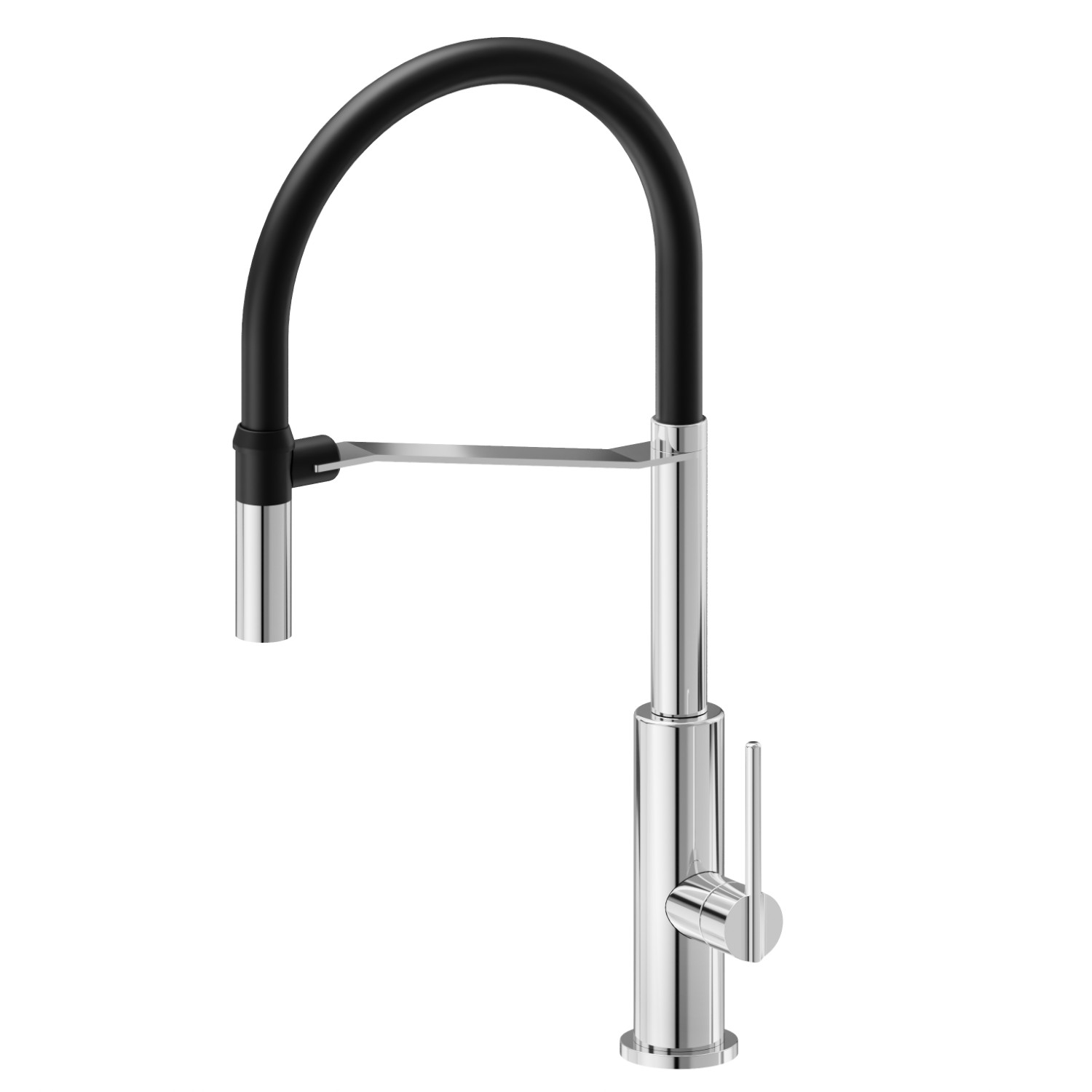 Semi-professional single-lever sink  mixer with round swivel adjustable  spout  - finish Chrome - Matt Black