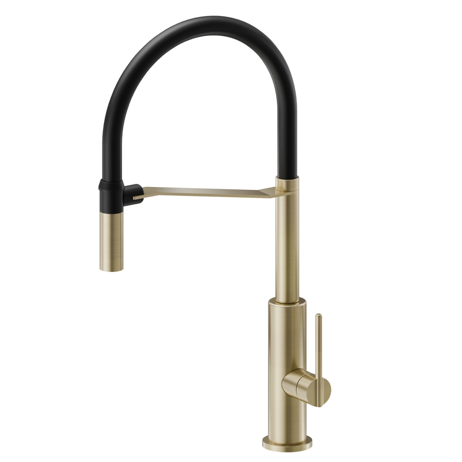 Semiprofessioneller Einhebel-Spültischmischer mit schwenk- und verstellbarem Auslauf - oberfläche PVD Brushed Pale Gold + Matt black