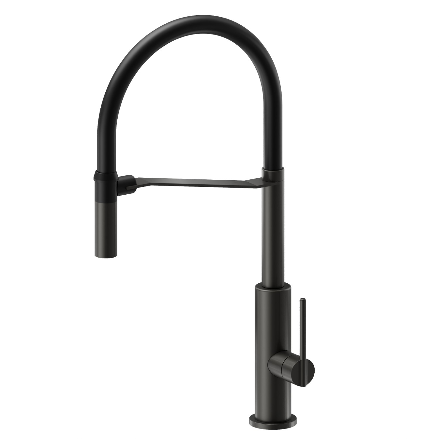 Semi-professional single-lever sink  mixer with round swivel adjustable  spout - finish Titanium Satin + Matt Black