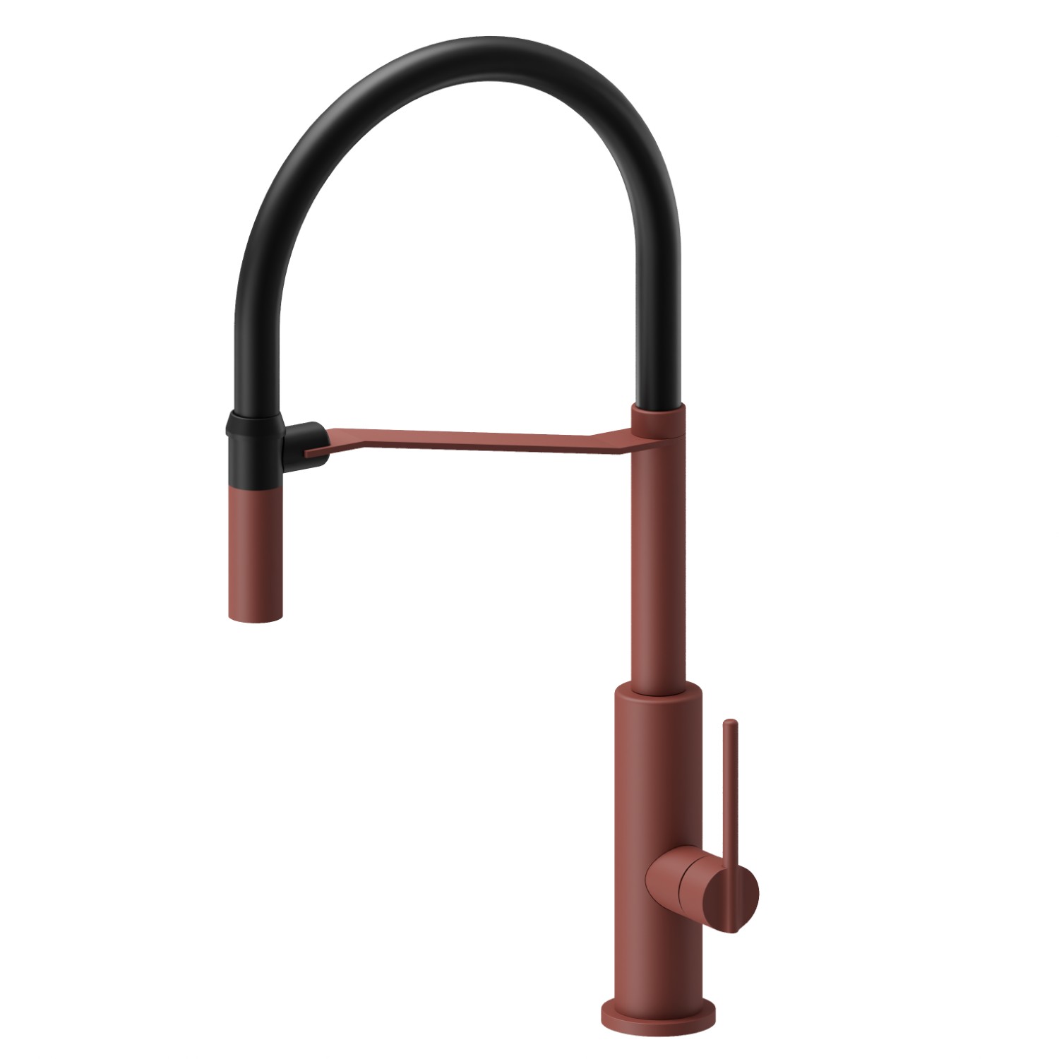 Semiprofessioneller Einhebel-Spültischmischer mit schwenk- und verstellbarem Auslauf - oberfläche Soft Maple + Matt Black