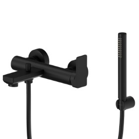 Complete bath group with fixed shower holder, PVC flexible, hand ABS shower - finish Matt Black