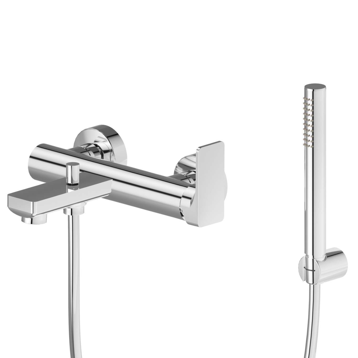 Complete bath group with fixed shower holder, PVC flexible, hand ABS shower - finish Chrome