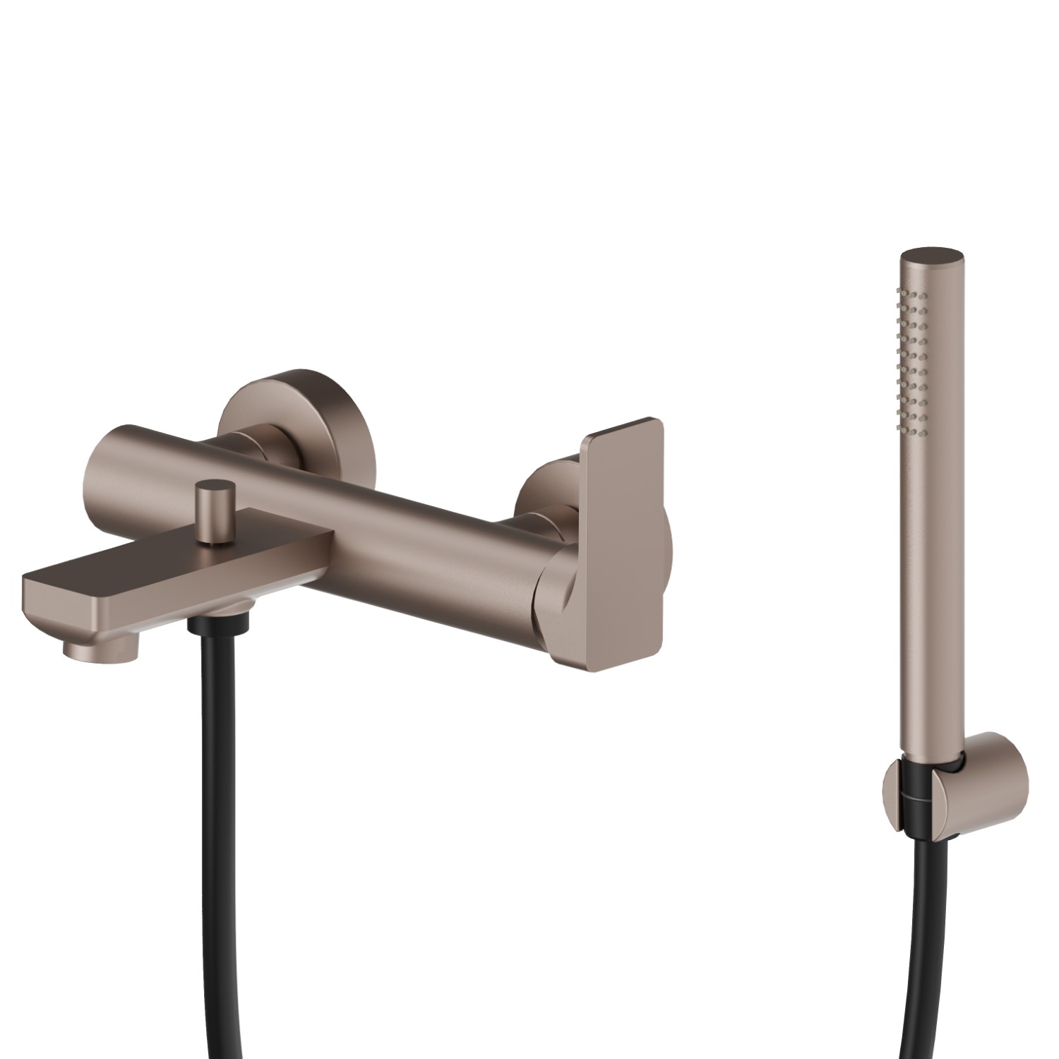 Complete bath group with fixed shower holder, PVC flexible, hand ABS shower - finish Copper Glossy