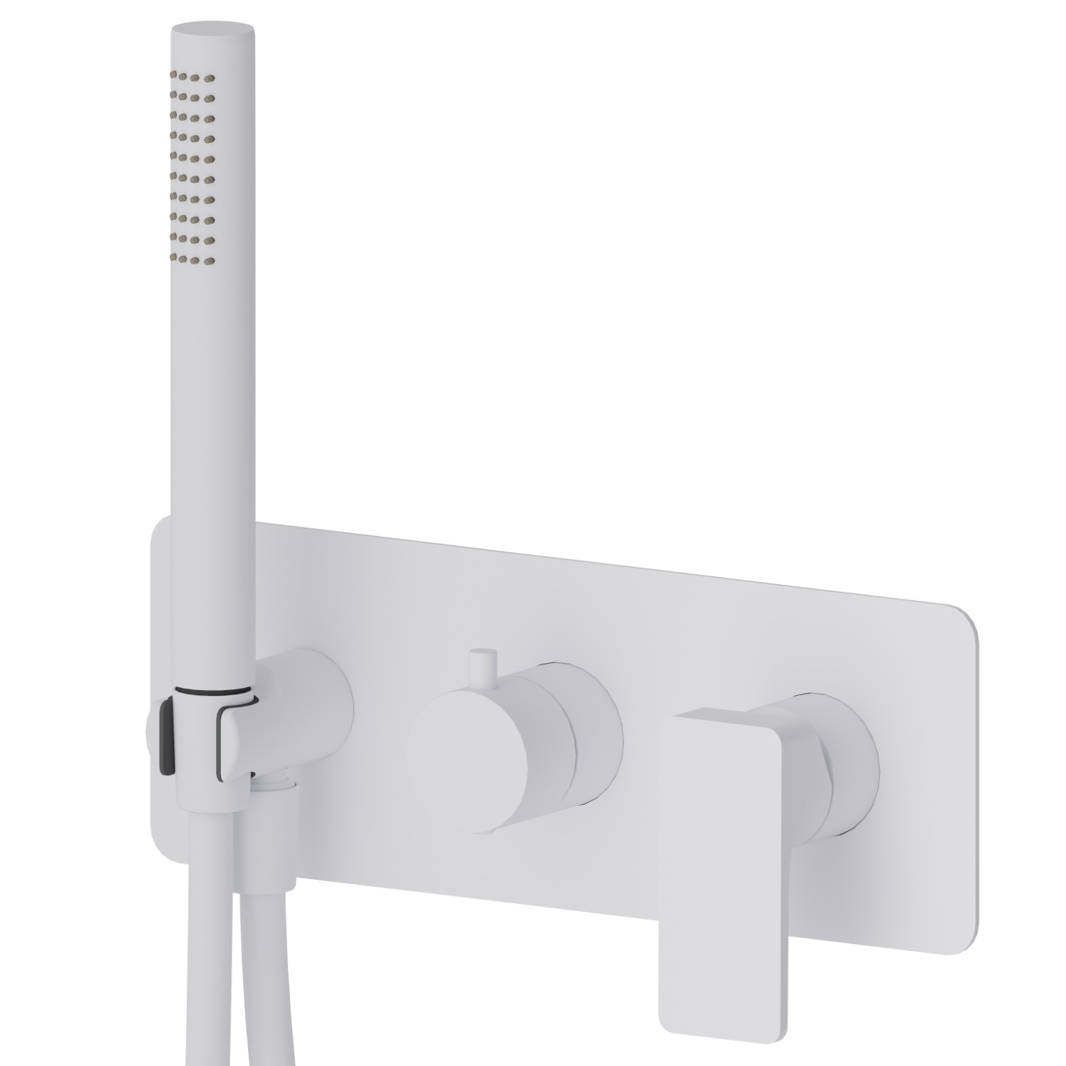 Complete concealed shower group, with shower set and 2 ways out diverter - finish Matt White