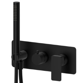 Complete concealed shower group, with shower set and 2 ways out diverter - finish Matt Black