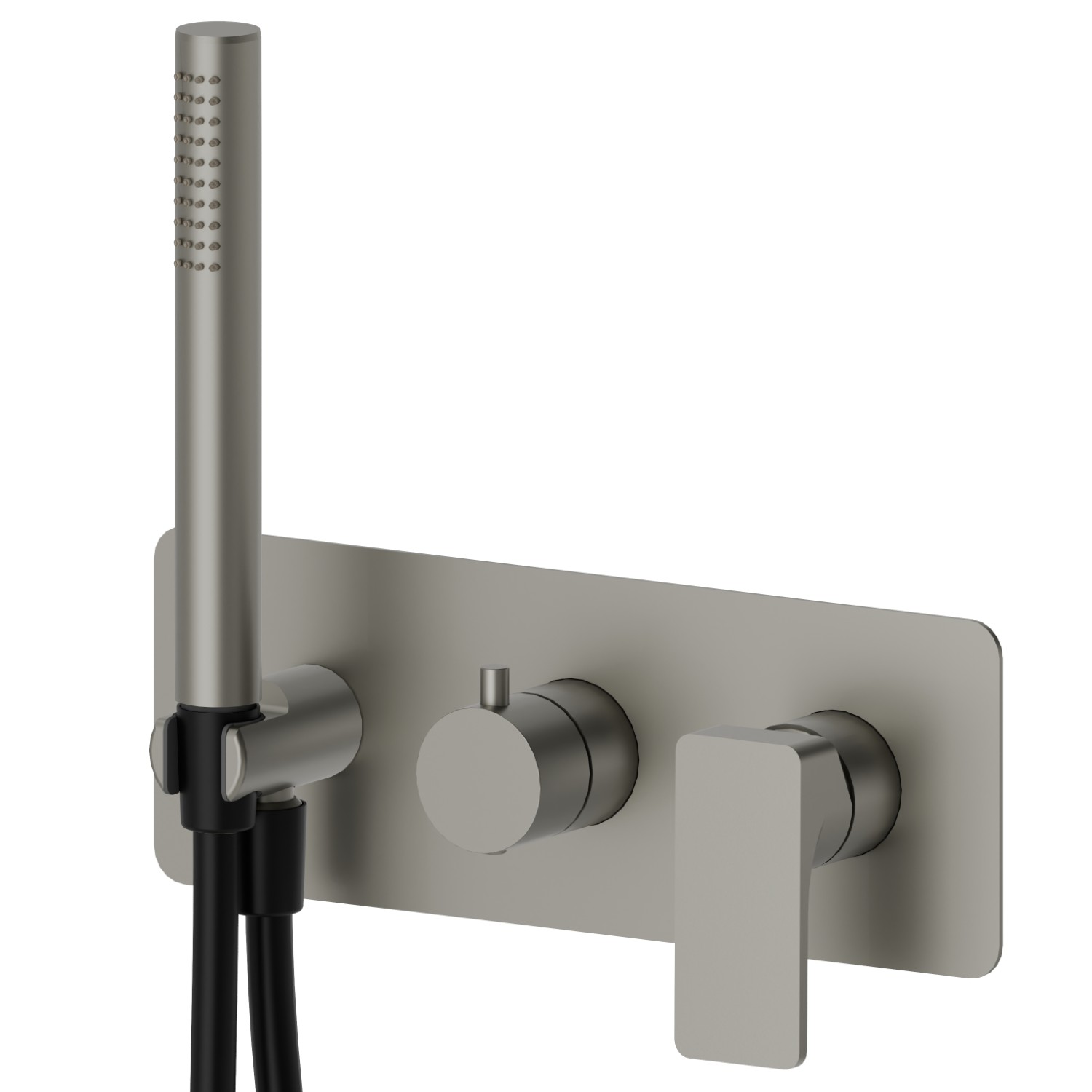 Complete concealed shower group, with shower set and 2 ways out diverter - finish Titanium Satin